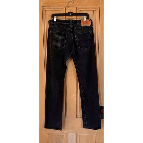 LEVI'S 501 Mens Vintage Button Fly Distressed Red Tab Jeans 33x34 Black AN EXC - Picture 3 of 12